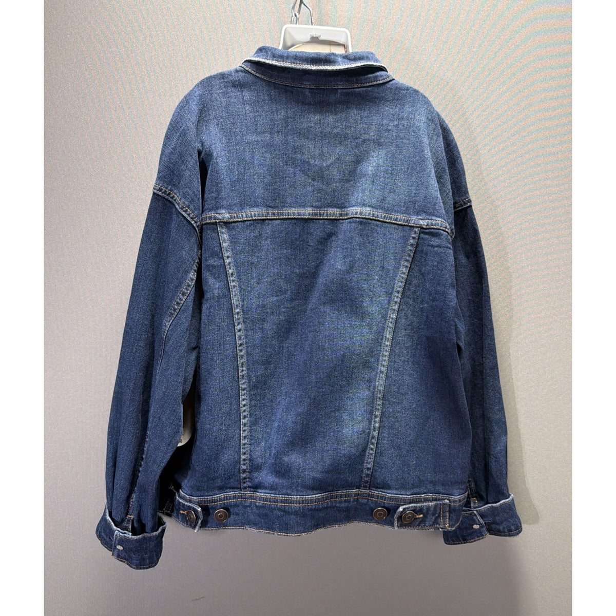 wonder nation girl's jean jacket size L Plus 10/12 dark wash blue NWT Stretch