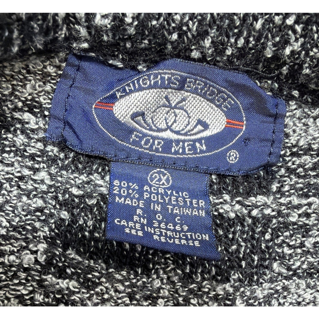 Vintage 90's Knightsbridge Black Gray Geometric Acrylic Sweater Men's XL