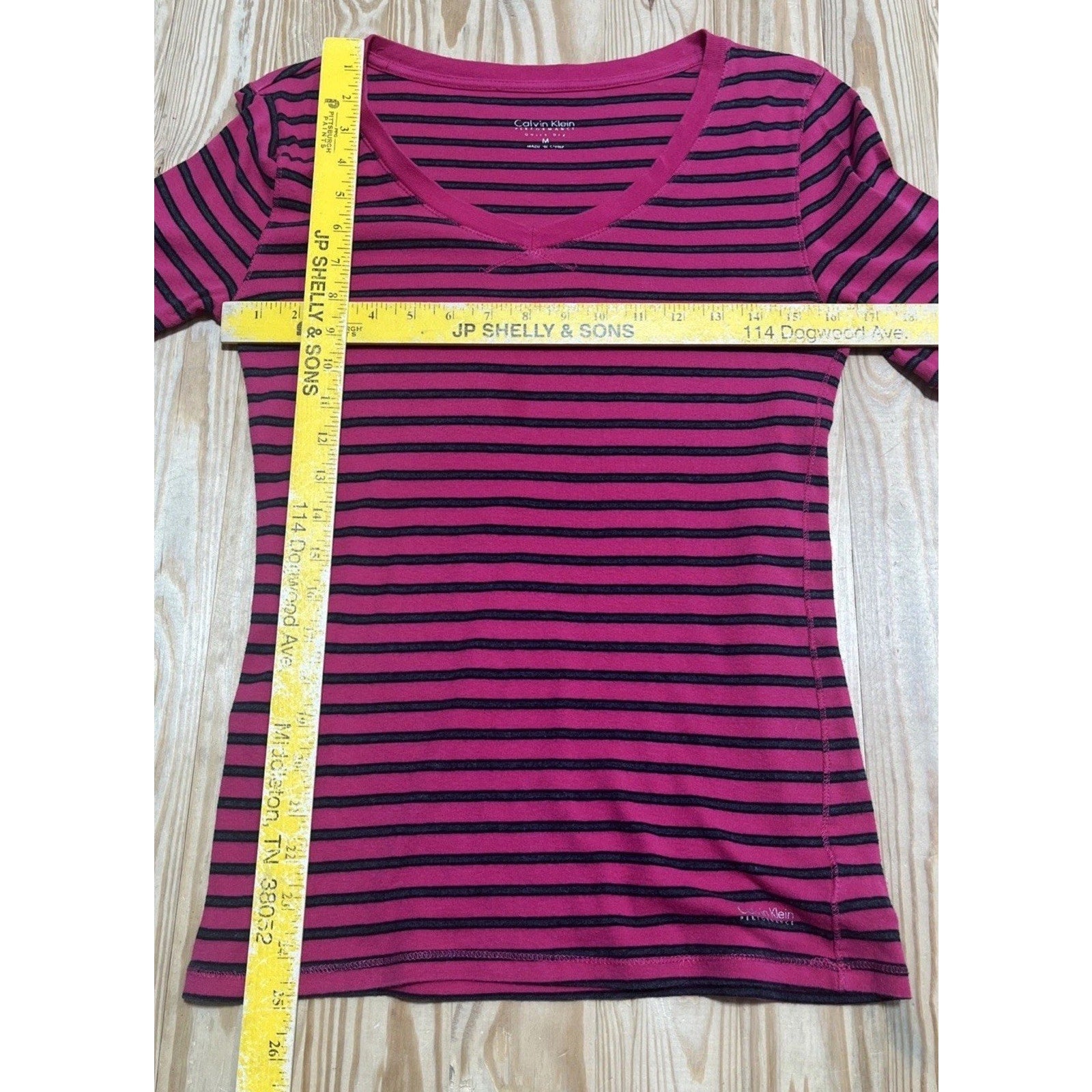 Calvin Klein Performance Women's Quick Dry Pink & Black Striped Top Medium