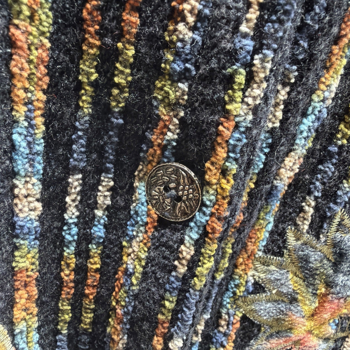 Coldwater Creek Jacket Womens XL Multicolor Chenille Floral Embroidered Boho VTG