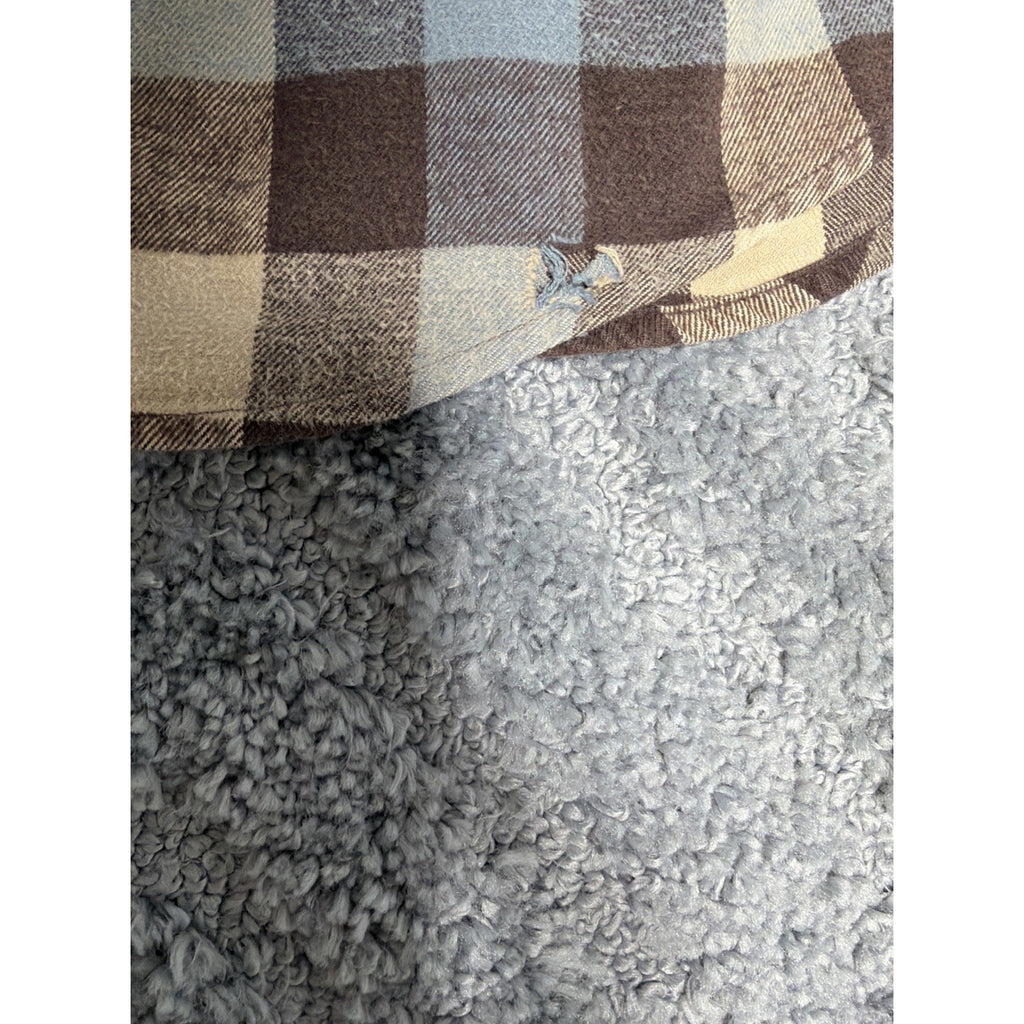 Vintage Woolrich Heavyweight Flannel Shirt Brown Blue Cream Plaid