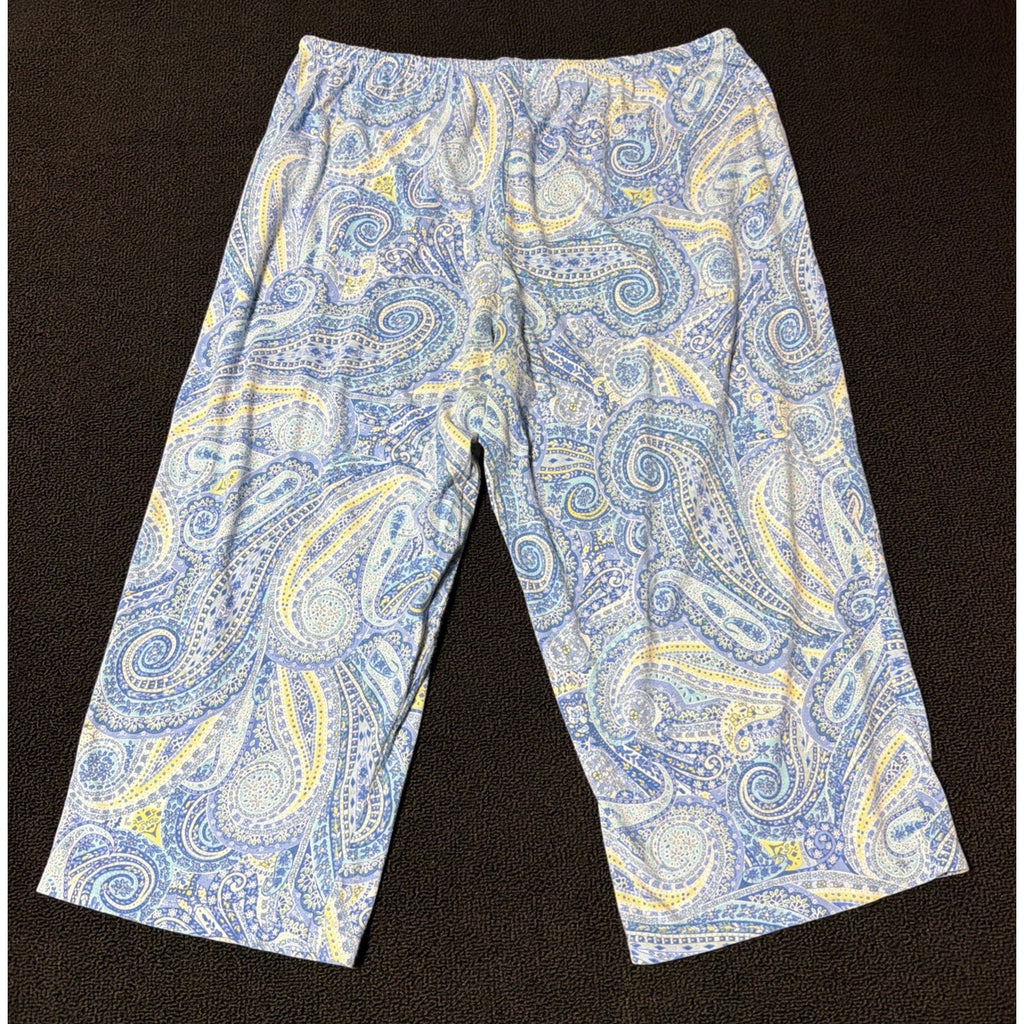 Lauren RALPH LAUREN Black Label Pajamas White Blue Paisley Sleep Set Women’s XL