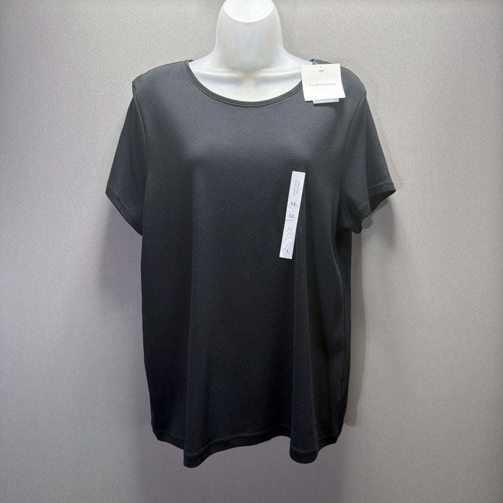 Croft & Barrow Women's The Classic Tee Short Sleeve Crewneck XL Black New