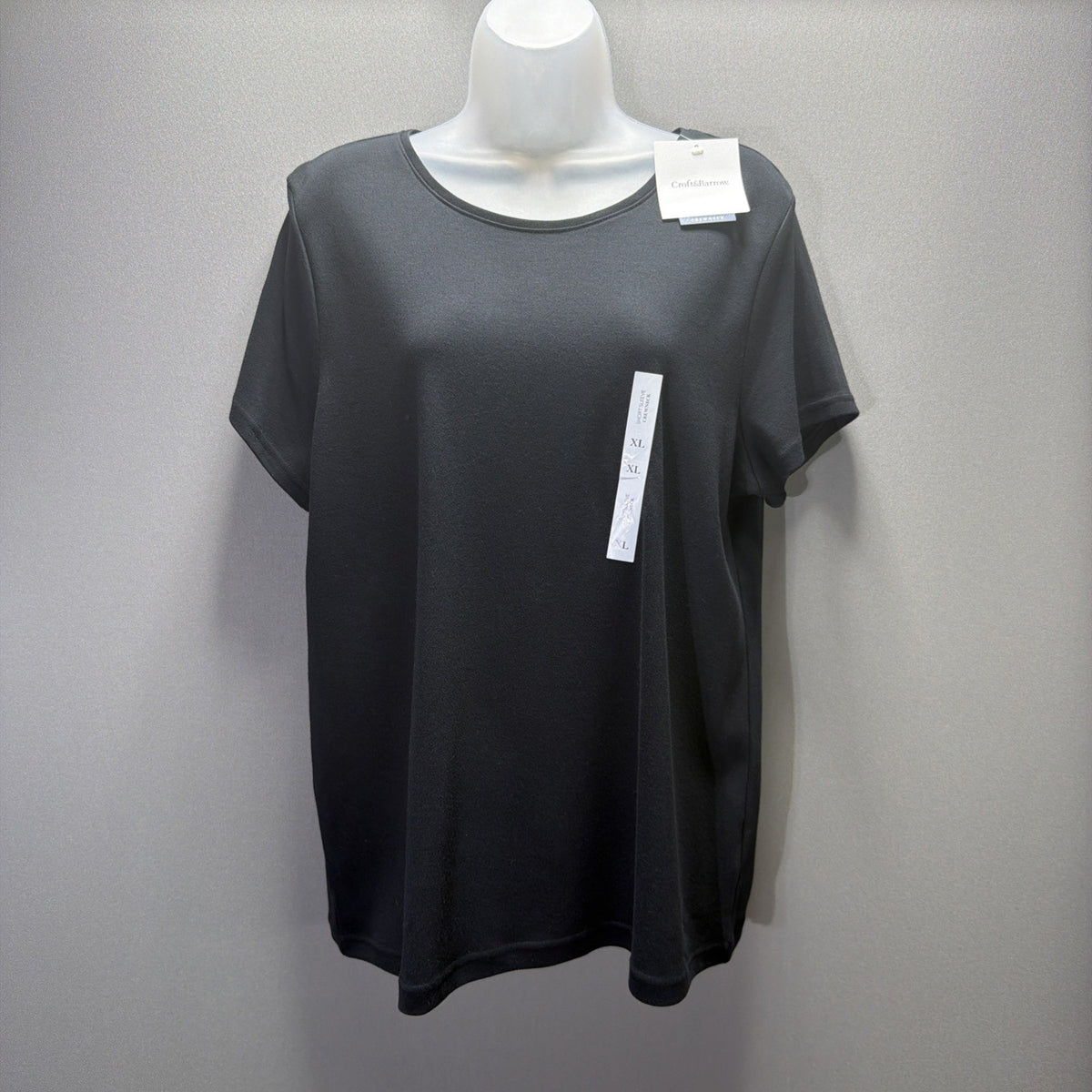 Croft & Barrow Women's The Classic Tee Short Sleeve Crewneck XL Black New