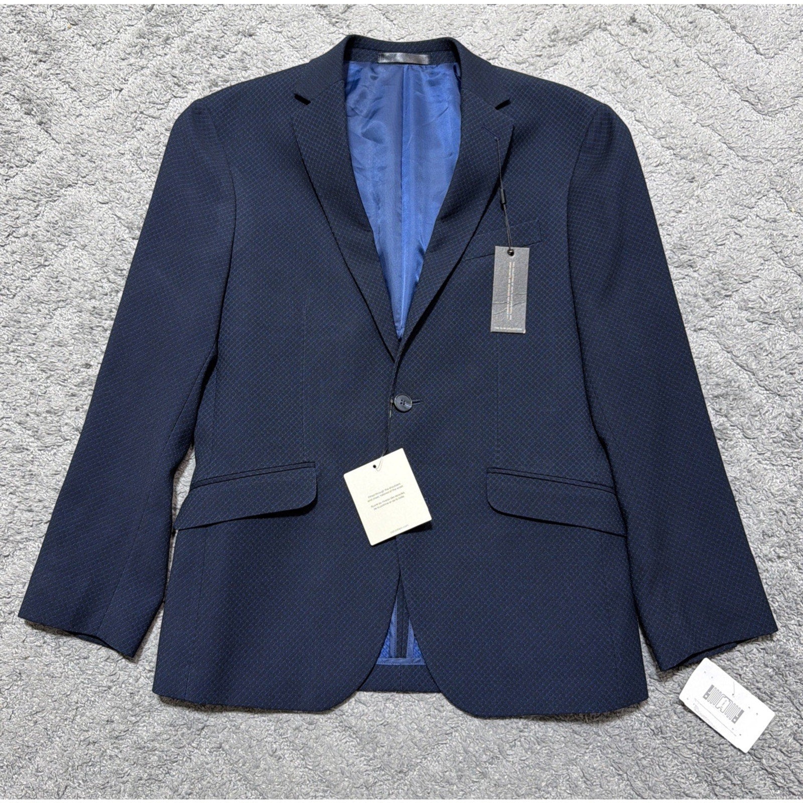 Calvin Klein Slim Fit Infinite Stretch Suit Jacket Mens 36 Short Navy NWT
