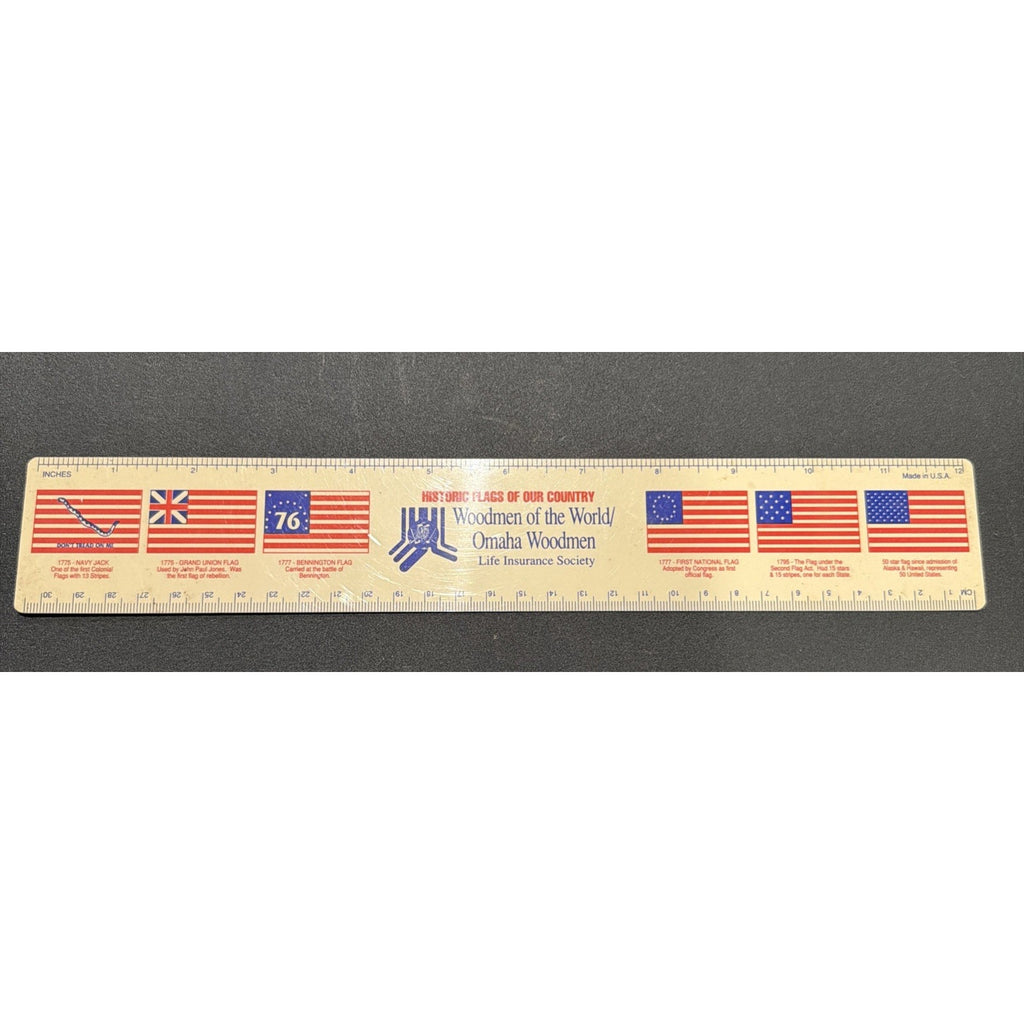 Vintage WOODMEN OF THE WORLD OMAHA WOODMEN RULER FLAGS OF THE US PRESIDENTS