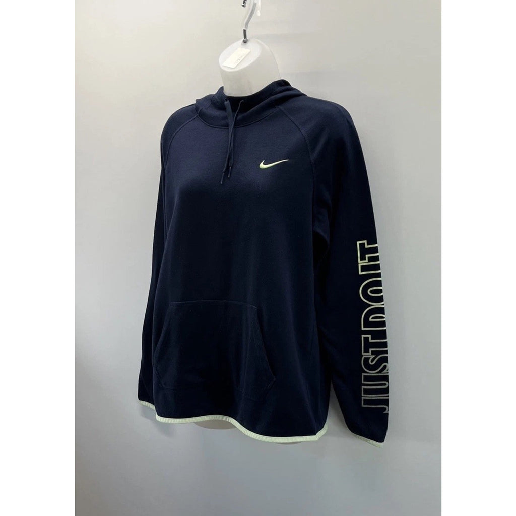 Nike Dri-FIT Women’s Large Navy Just Do It Pullover Hoodie Swoosh Athletic