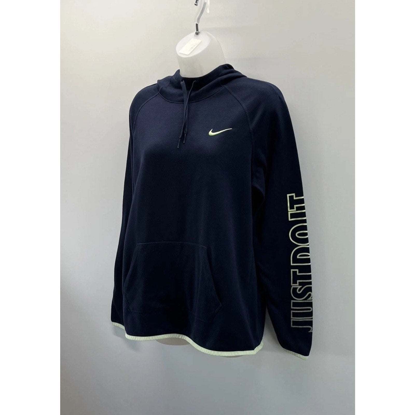 Nike Dri-FIT Women’s Large Navy Just Do It Pullover Hoodie Swoosh Athletic
