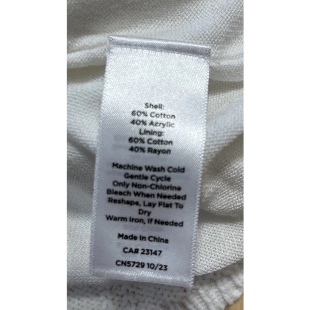 Talbots Pointelle Stitch Short Sleeve Lined Top Size Small White