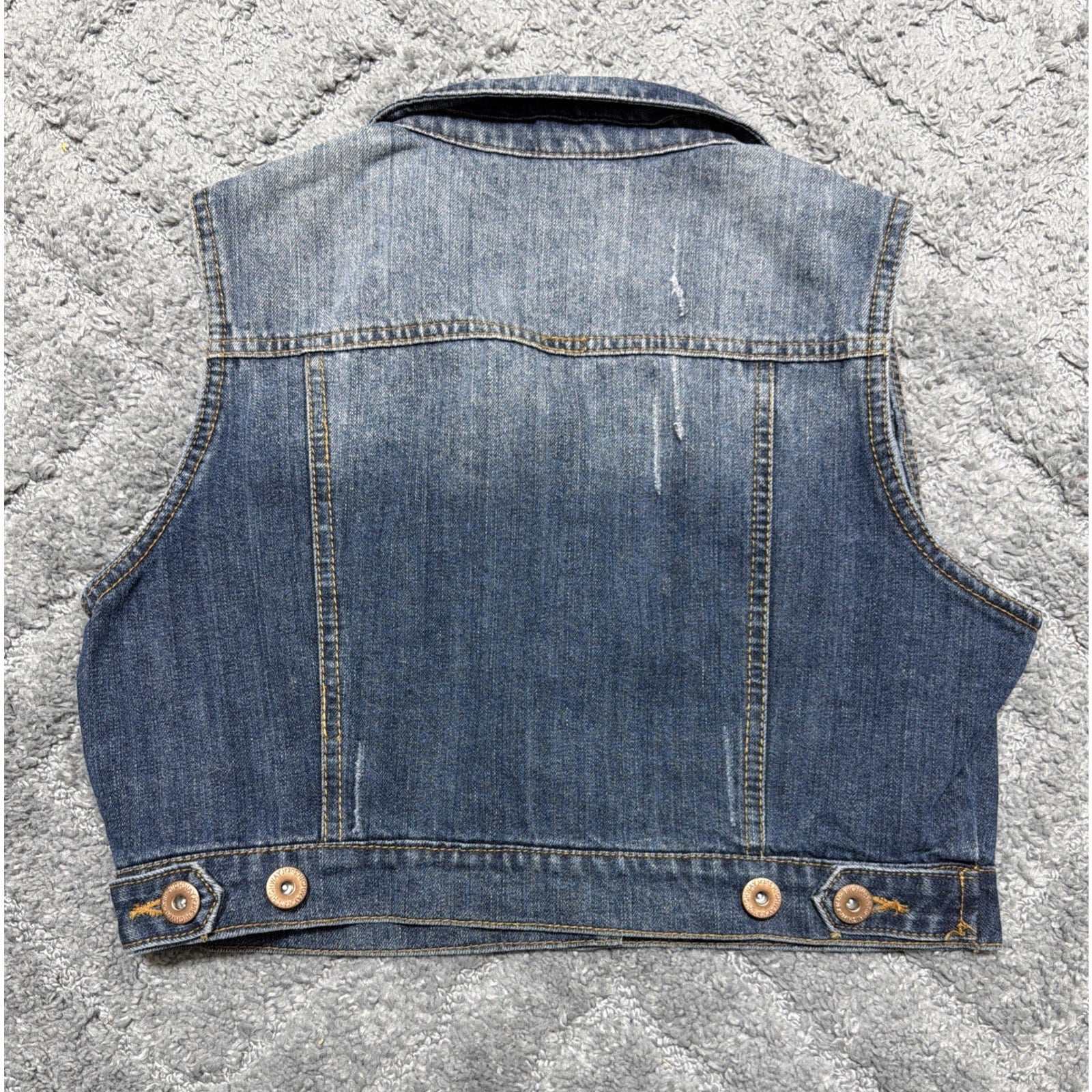 New Highway Jeans Blue Denim Jacket Cropped Vest Women's Juniors Size L