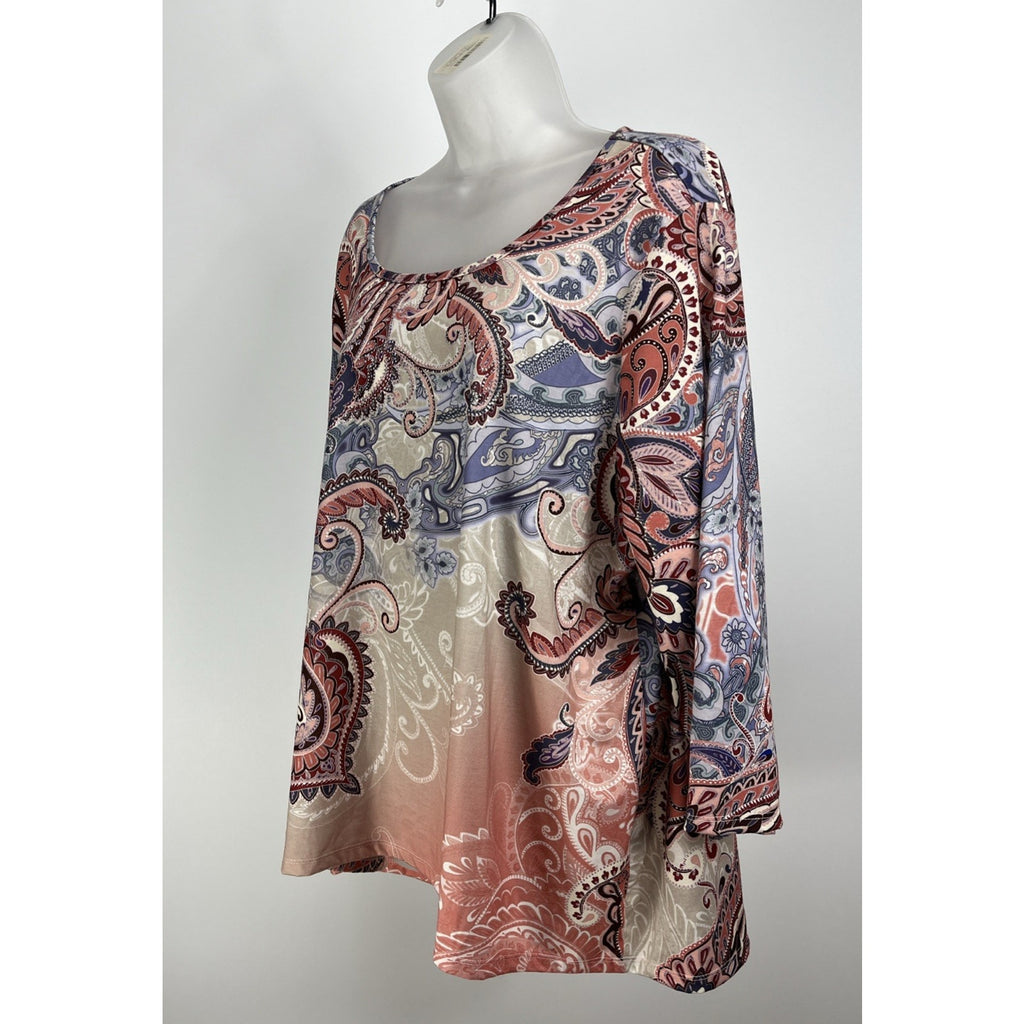 NWT Westport Multicolor Blouse 3X Embellished 3/4 Sleeve