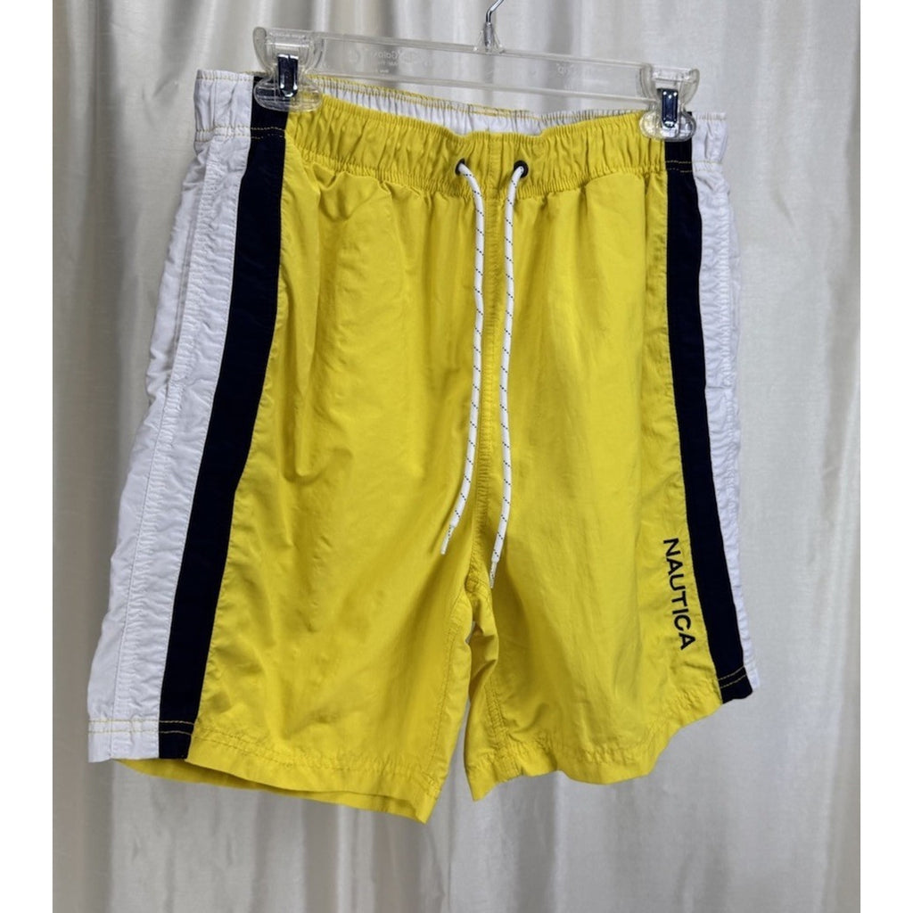 Nautica Swim Shorts Trunks Men's Size Small Nautical Logo 6" Yellow Black White