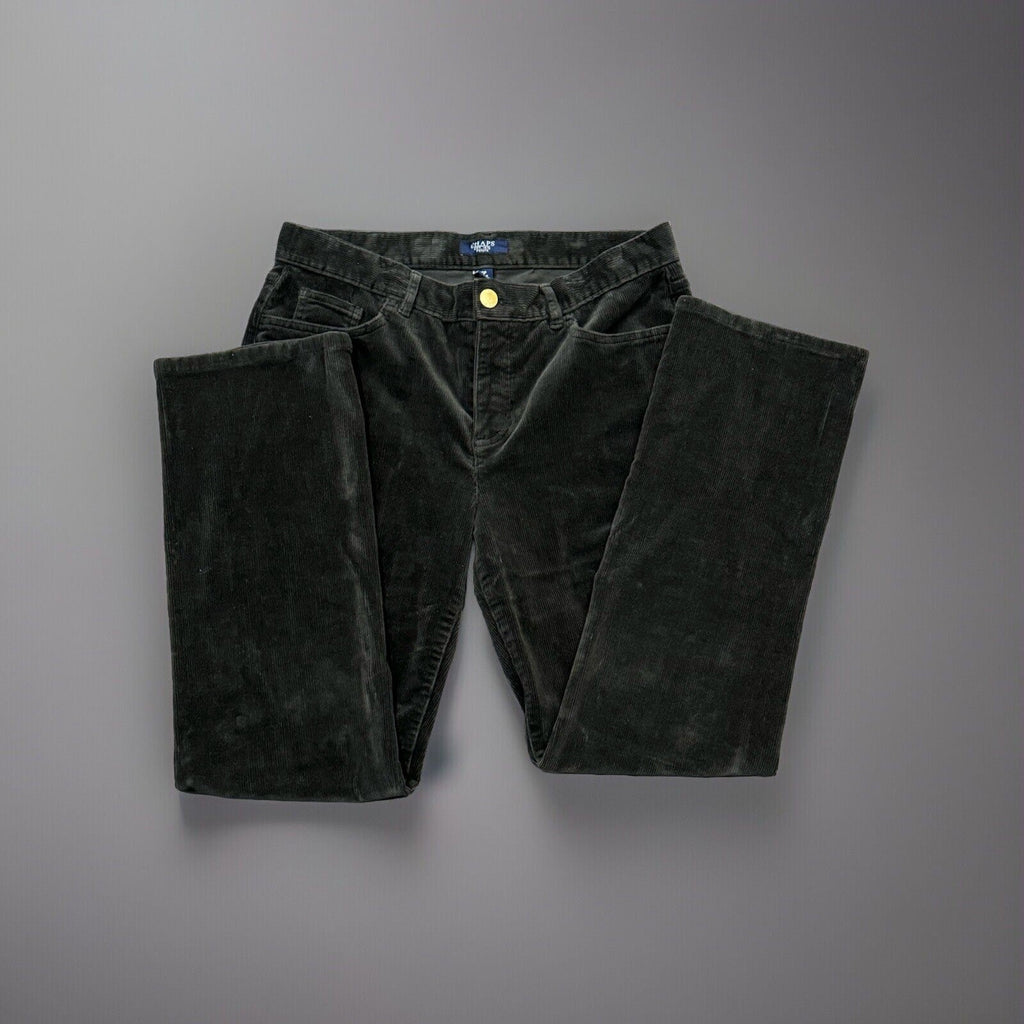 St John's Bay Olive Green Corduroy Pants Women 10P Black Mid Rise Straight Leg