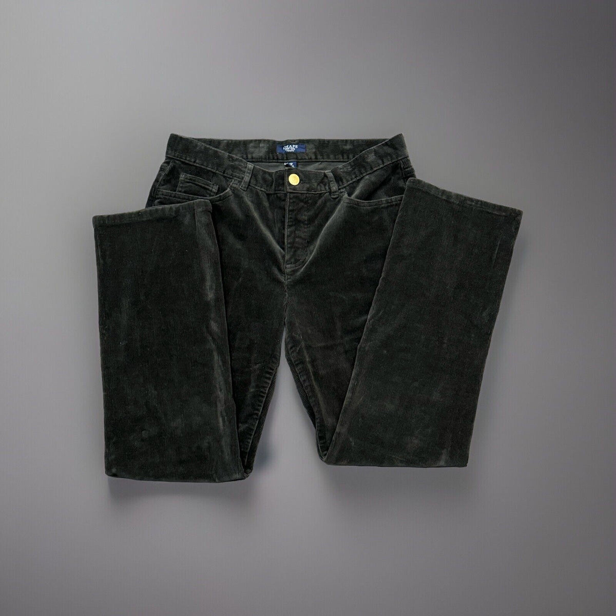 St John's Bay Olive Green Corduroy Pants Women 10P Black Mid Rise Straight Leg