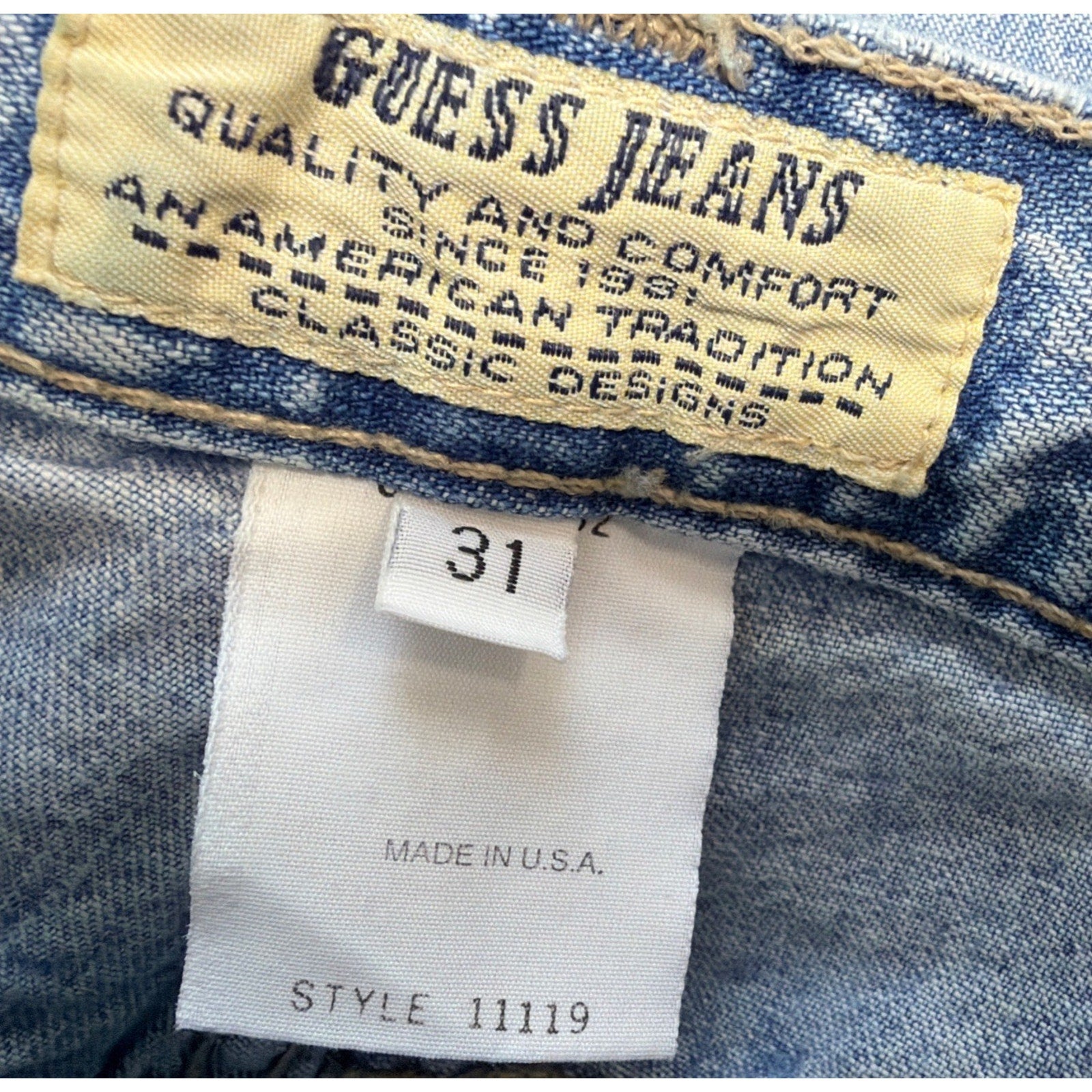 VINTAGE GUESS HIGH RISE BAGGY BUTTON FLY JEANS WOMEN 31 Made USA Measure 29x31