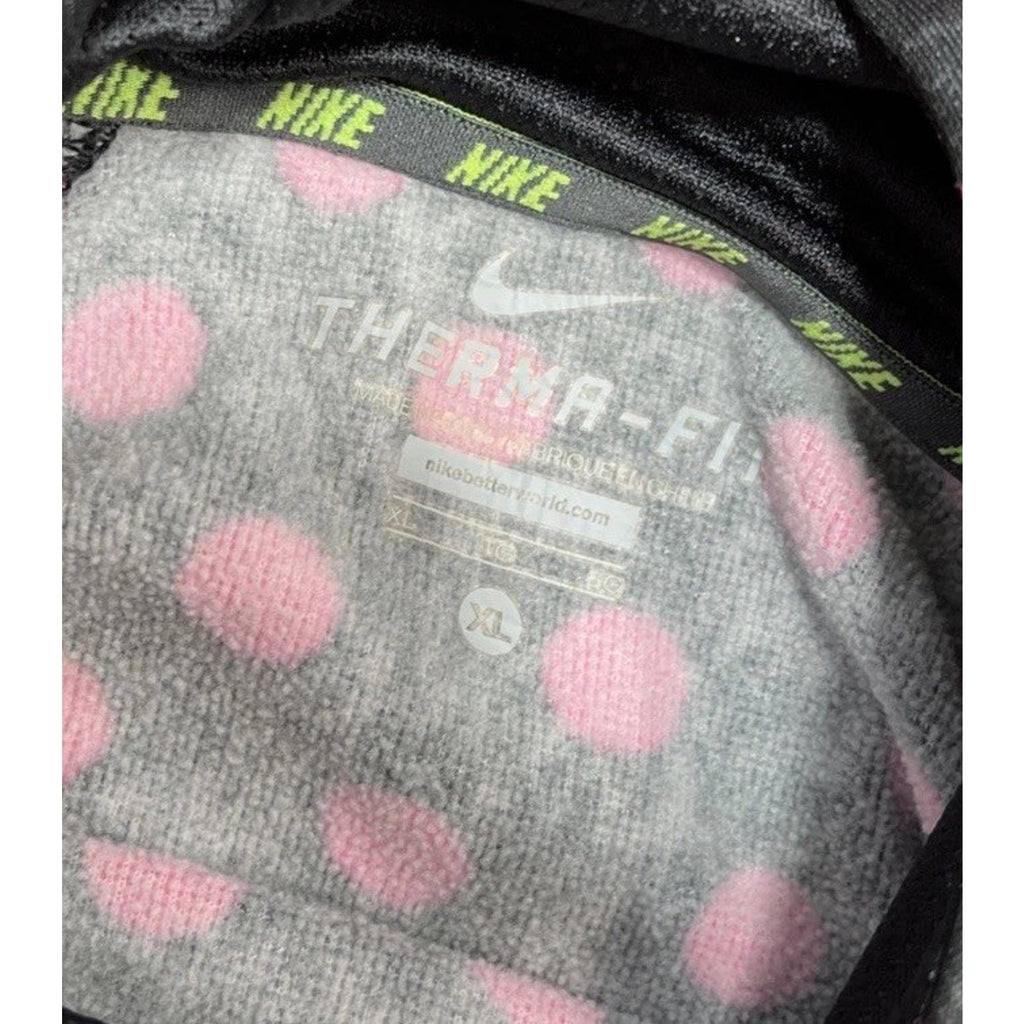 Nike Girls Pink Polka dot Pullover Hoodie XL kids Therma fit swoosh logo