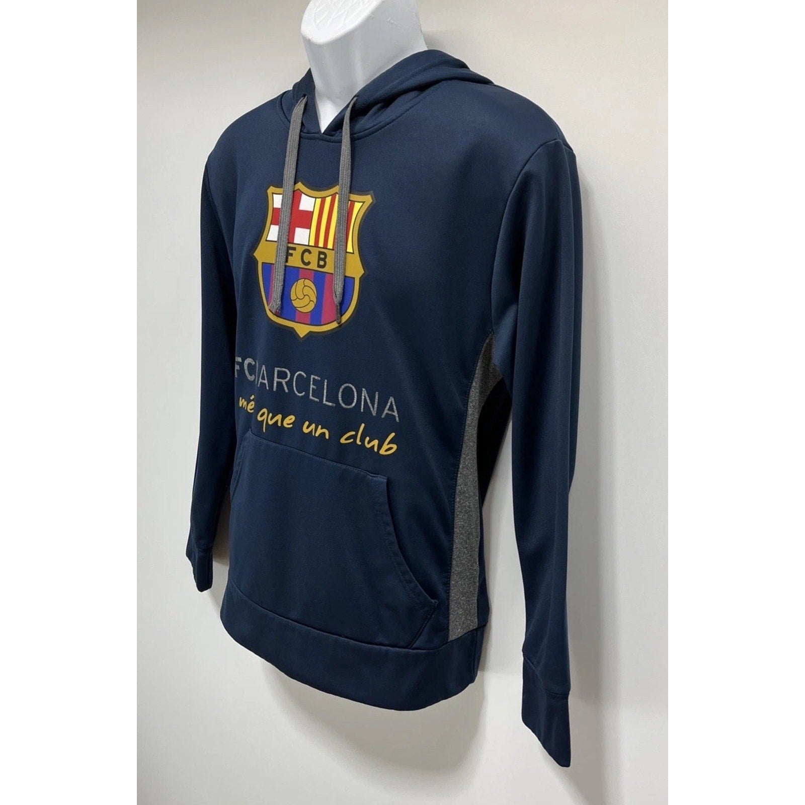 FC Barcelona Blue Hoodie Sweatshirt Football Club Soccer Barca Logo Blue Mens M