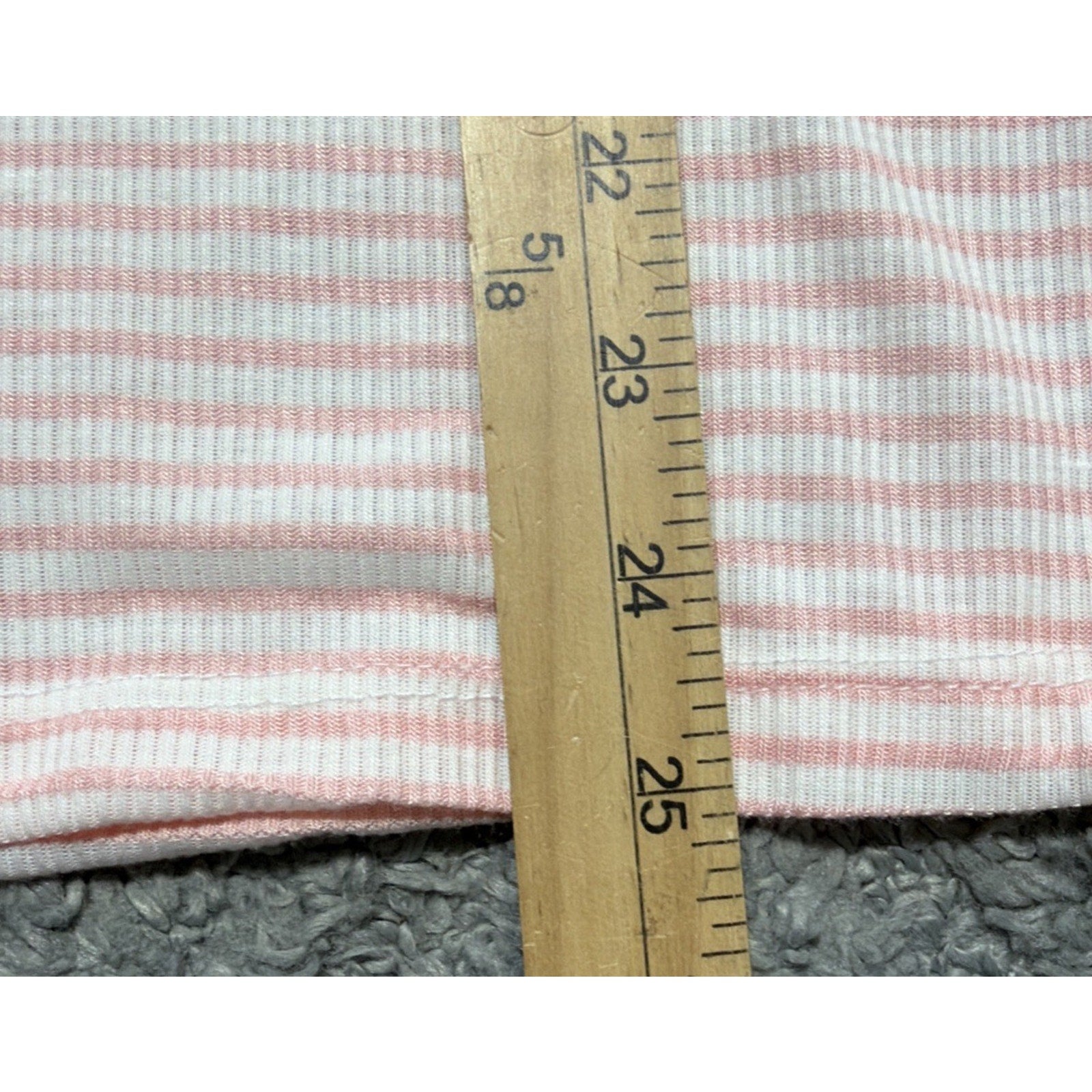 BMG Womens Boho Top Size M White Peach Striped Bell Sleeves Blouse Tunic