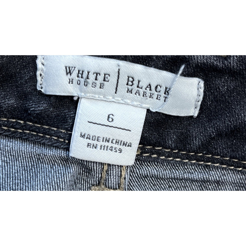 White House Black Market Patchwork Frayed Denim Open Your Heart Skirt Size 6