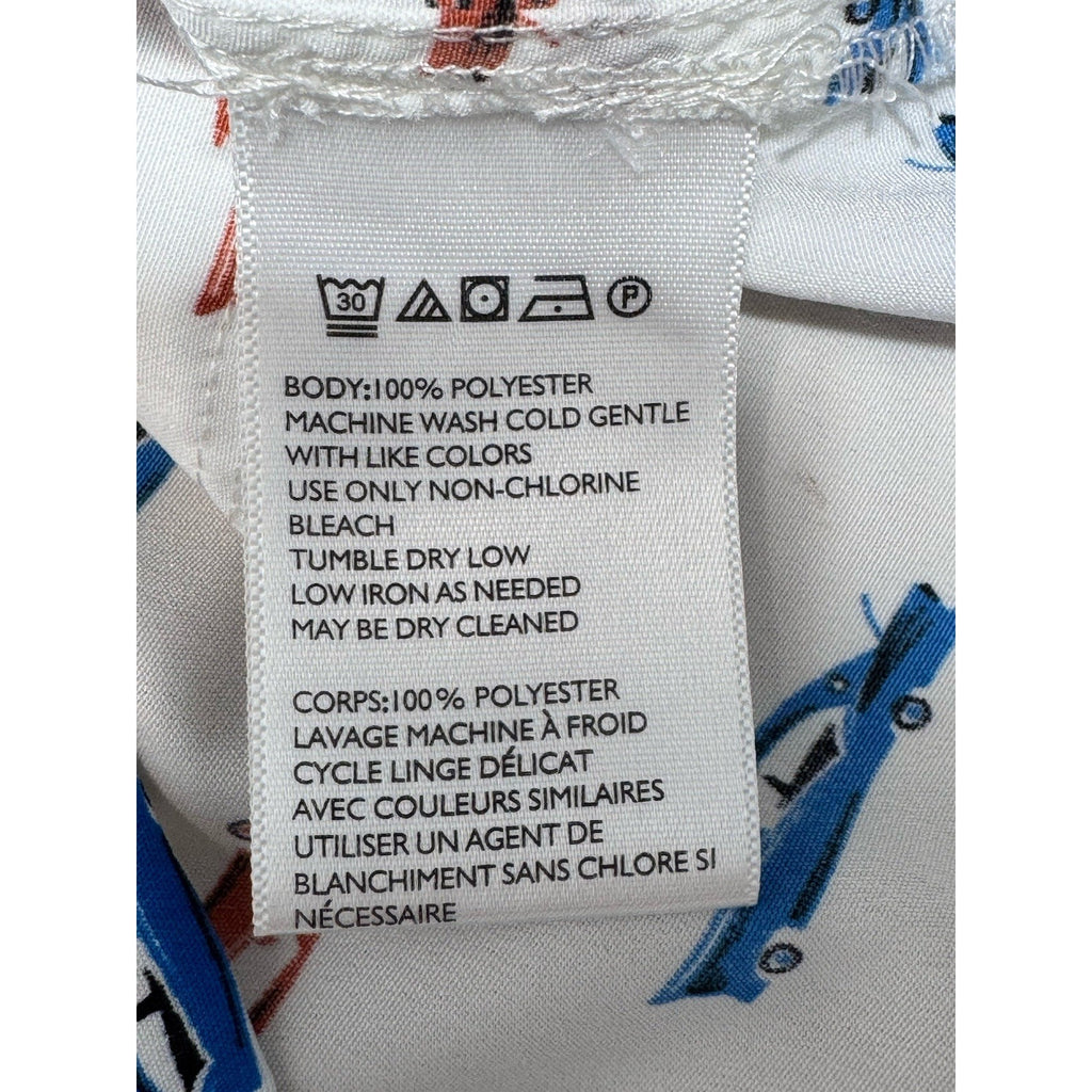 Cooperative Car Print Shirt Dress Multi Color Pop Art With Bow Tie NWT Size S