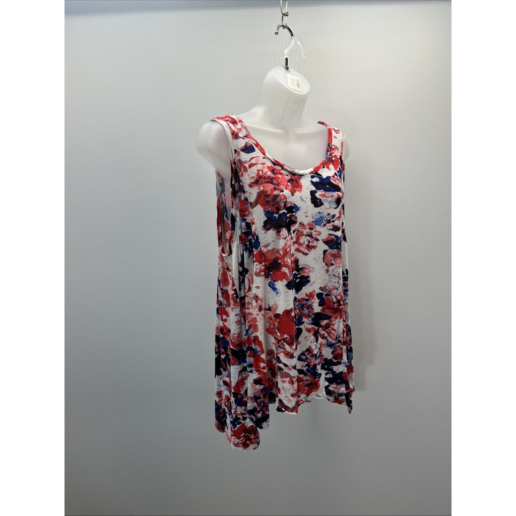 Womens kenar white floral tank top sz 2X