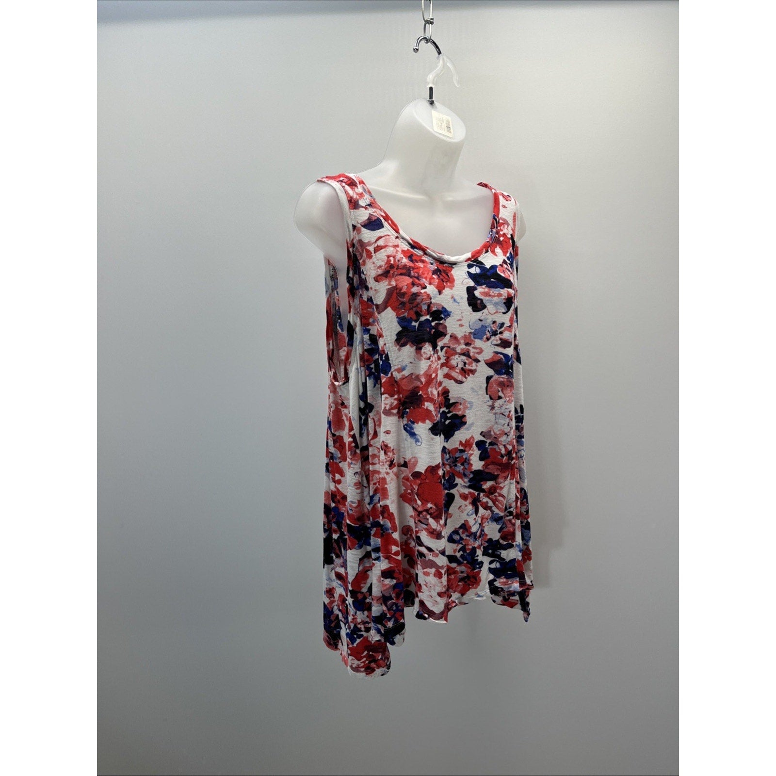 Womens kenar white floral tank top sz 2X