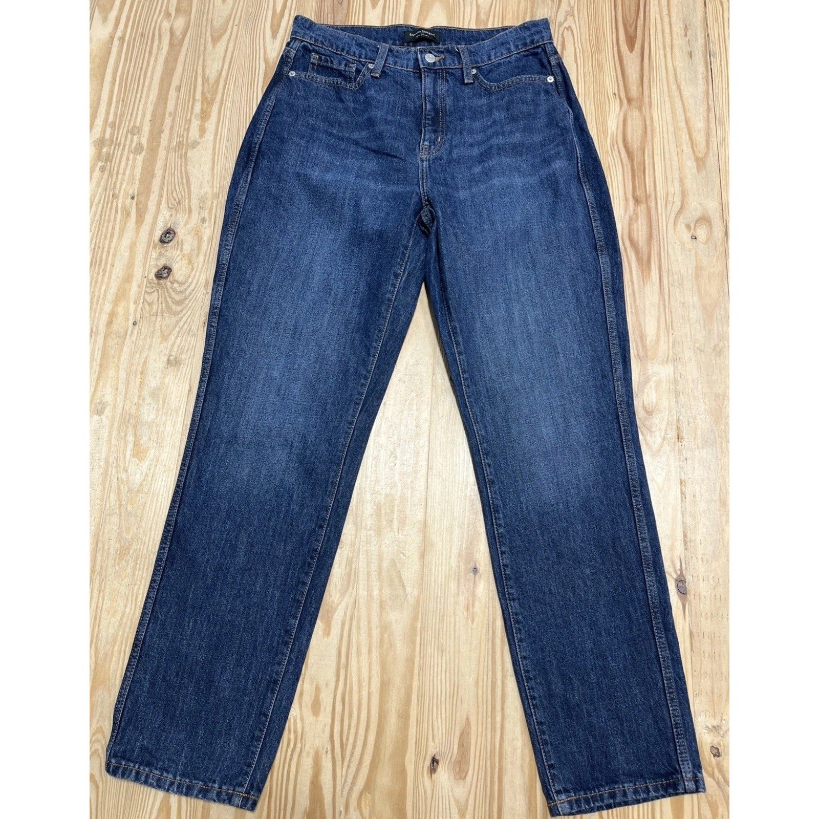 Banana Republic Womens Curvy Straight Jeans Blue Hi Rise Dark Wash 29/8