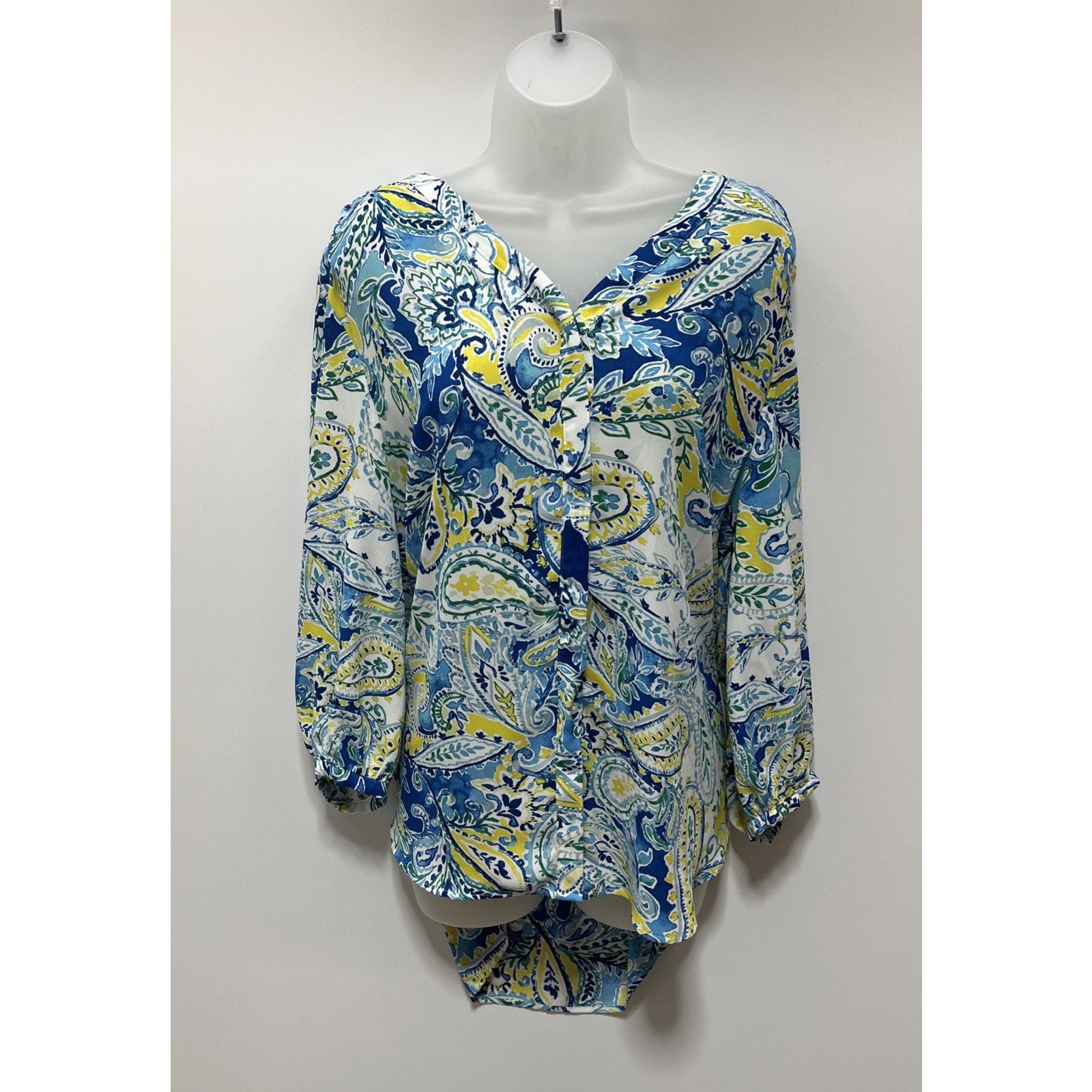 Lauren Ralph Lauren Paisley Print Georgette Blouse Top Size 1X