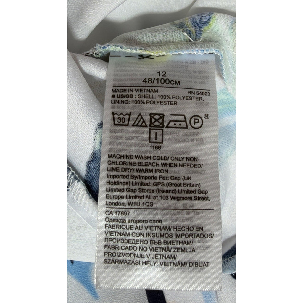 Banana Republic Racerback Sleeveless Crew Floral Navy White Wrap Dress 12 New