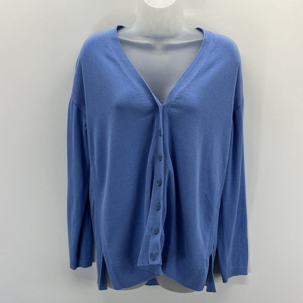 Talbots Button down Cardigan Womens M 3/4 Periwinkle Sleeve V Neckline