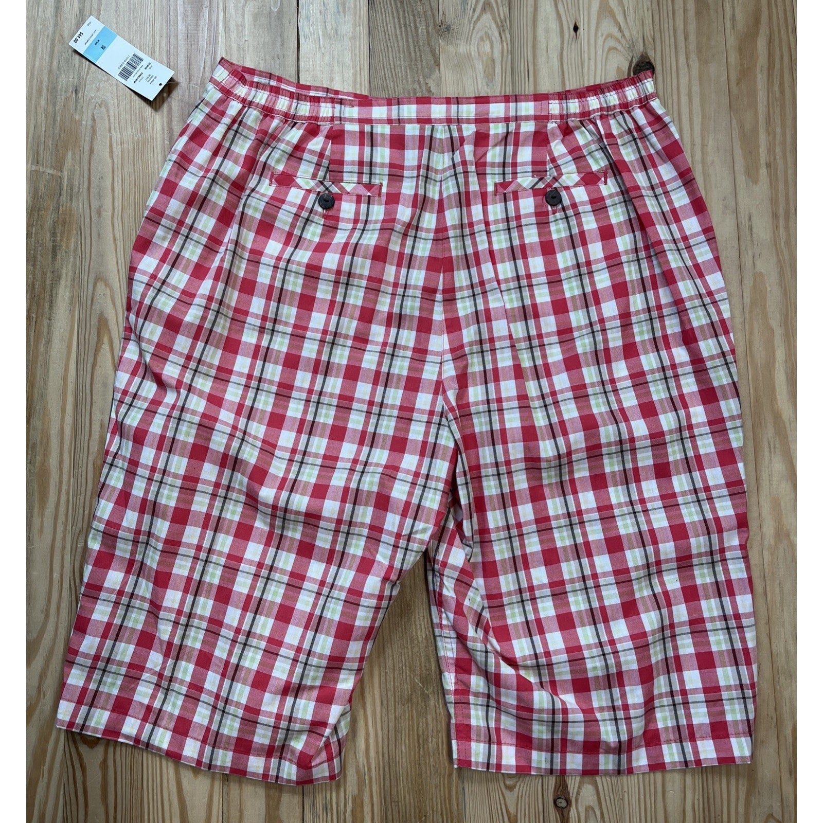 WOMENS SIZE 20W PINK PLAID KORET 2 POCKET ELASTIC WAIST SHORTS