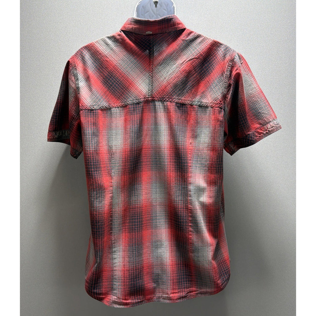 Harley Davidson Shirt Mens L Red Black Label Core Skull Pearl Snap Embroidered