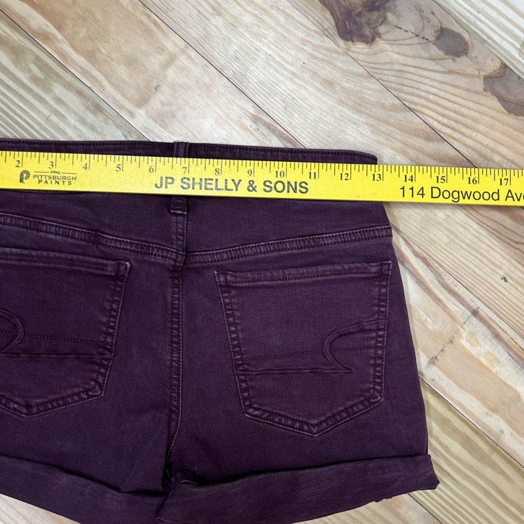 AMERICAN EAGLE AEO Twill X Burgundy Super Stretch Midi Shorts Size 0