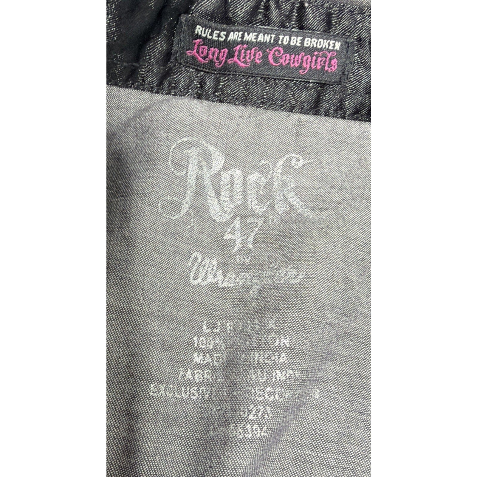 ROCK 47 By WRANGLER Womens Western Cowgirl Pearl Snap Front Shirt Size L