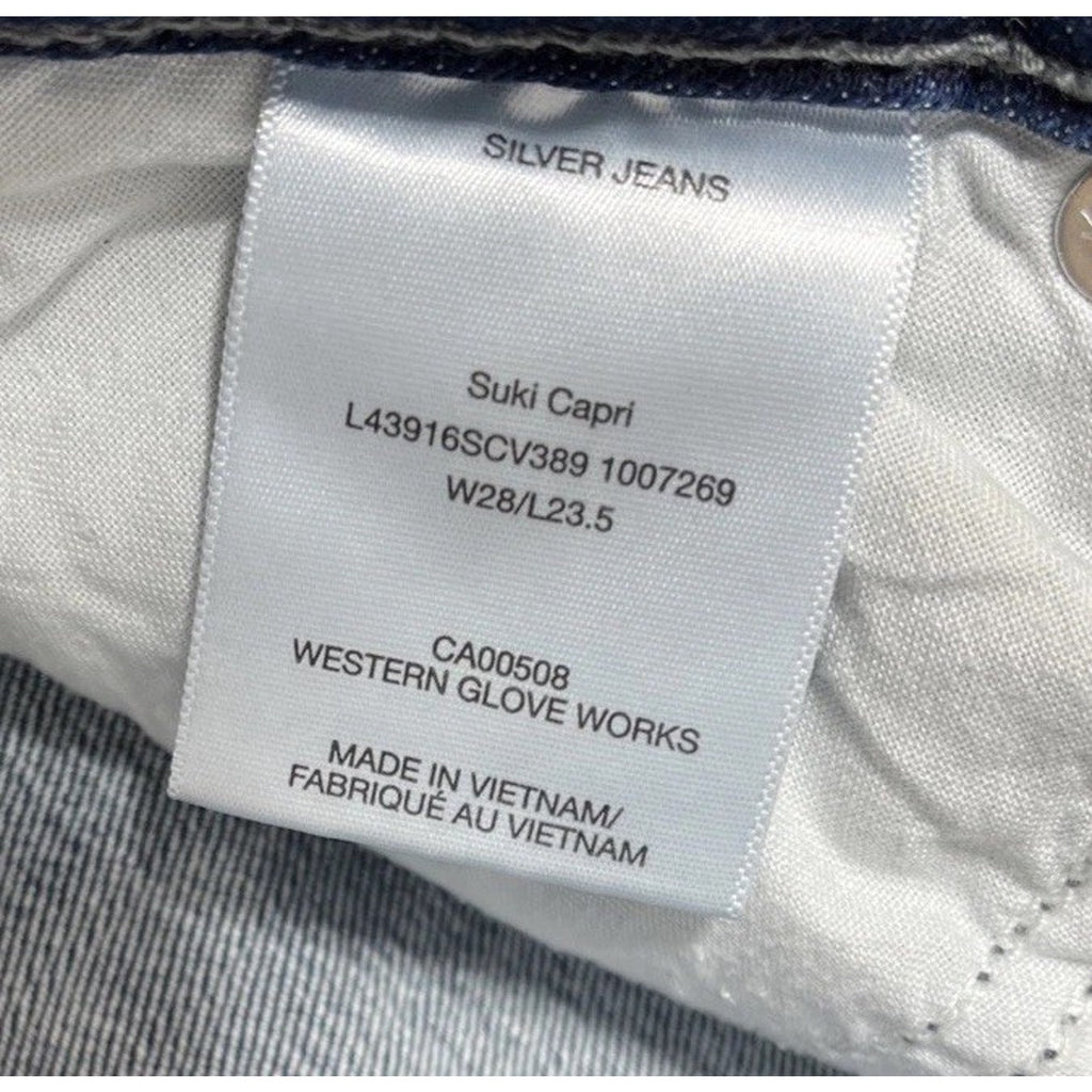 Silver Jeans Suki Capri Cotton Blend Selvedge Denim Women's Size 28x23.5