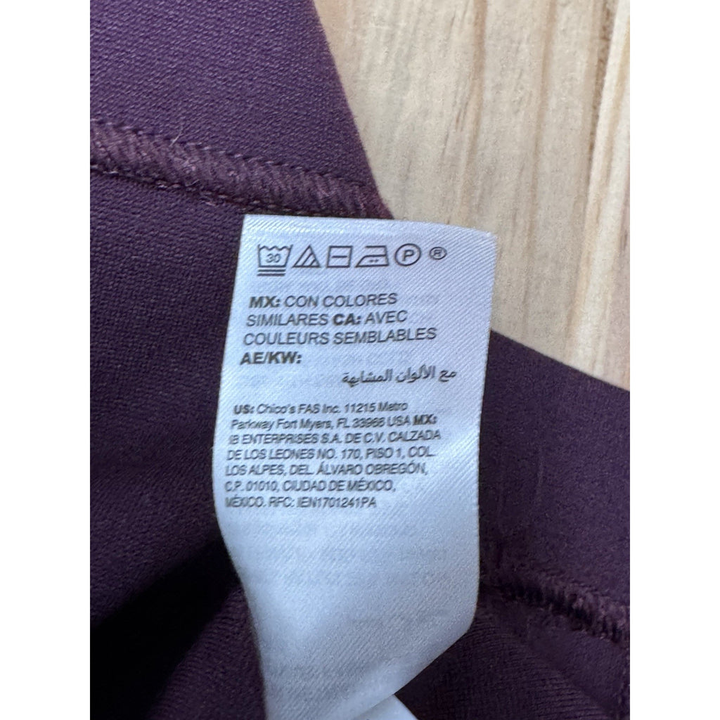 Chicos Sheath Dress Size 00 (US 2) Double Zip Maroon Knit 3/4 Sleeve