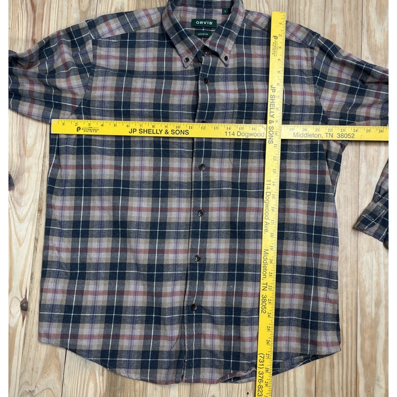 Orvis Lodge Plaid Luxury Flannel Cotton Trail Button Shirt Mens Large