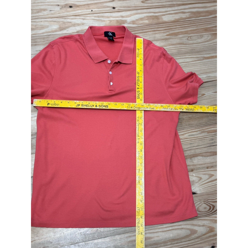 Calvin Klein Polo Regular-Fit Smooth Cotton Logo Shirt Coral Red Men’s Size XL