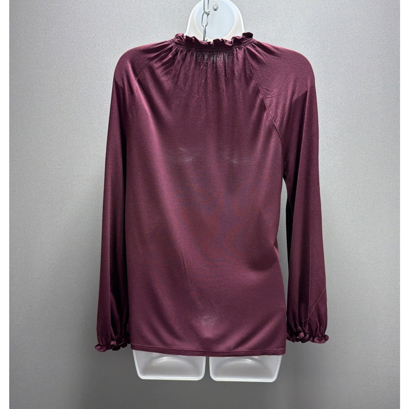 Loft Long Sleeve Blouse With Ruffle Collar Purple Petite XS