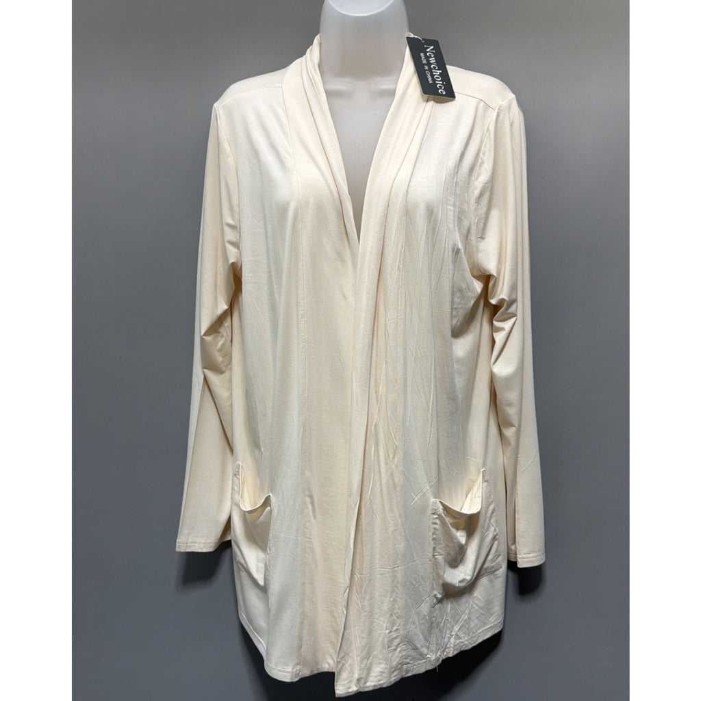 Newchoice Open Front Lightweight Long Sleeve Cardigan Duster Yellow Size L NWT