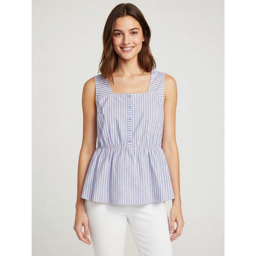 New Lane Bryant Multicolor Stripe Peplum Sleeveless Blouse Tank Top Size 18