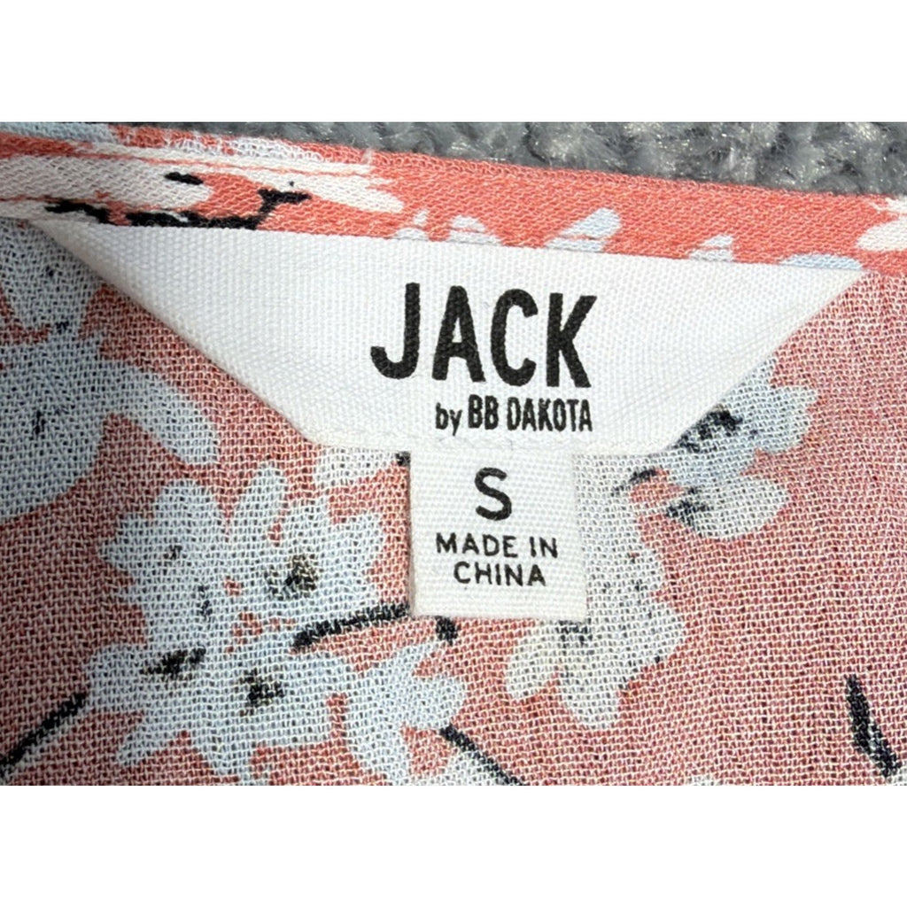 Jack by BB Dakota Tiger Lily Floral Poppy Coral Bell Sleeve Blouse Size Small