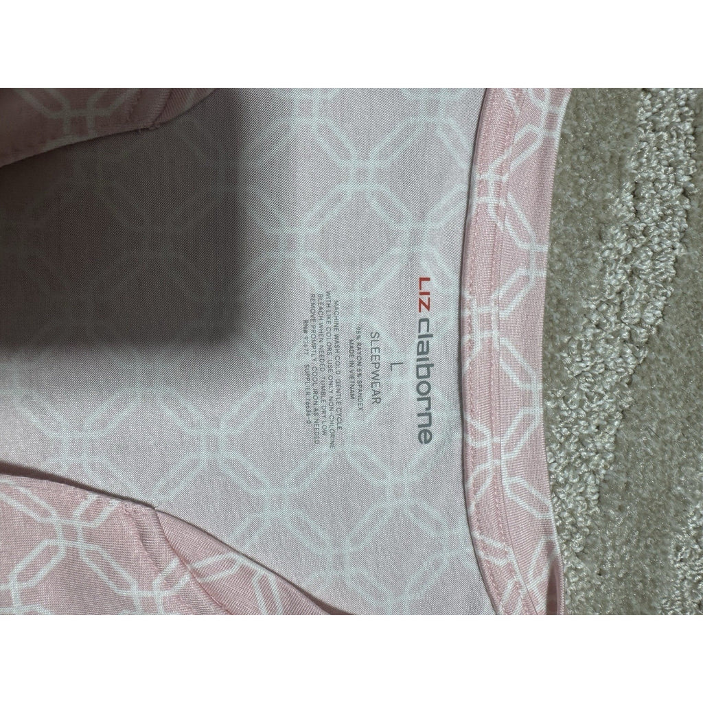NWT Liz Claiborne Pink Geometric Pajama Set Large Cool & Calm Sleepwear 2PC