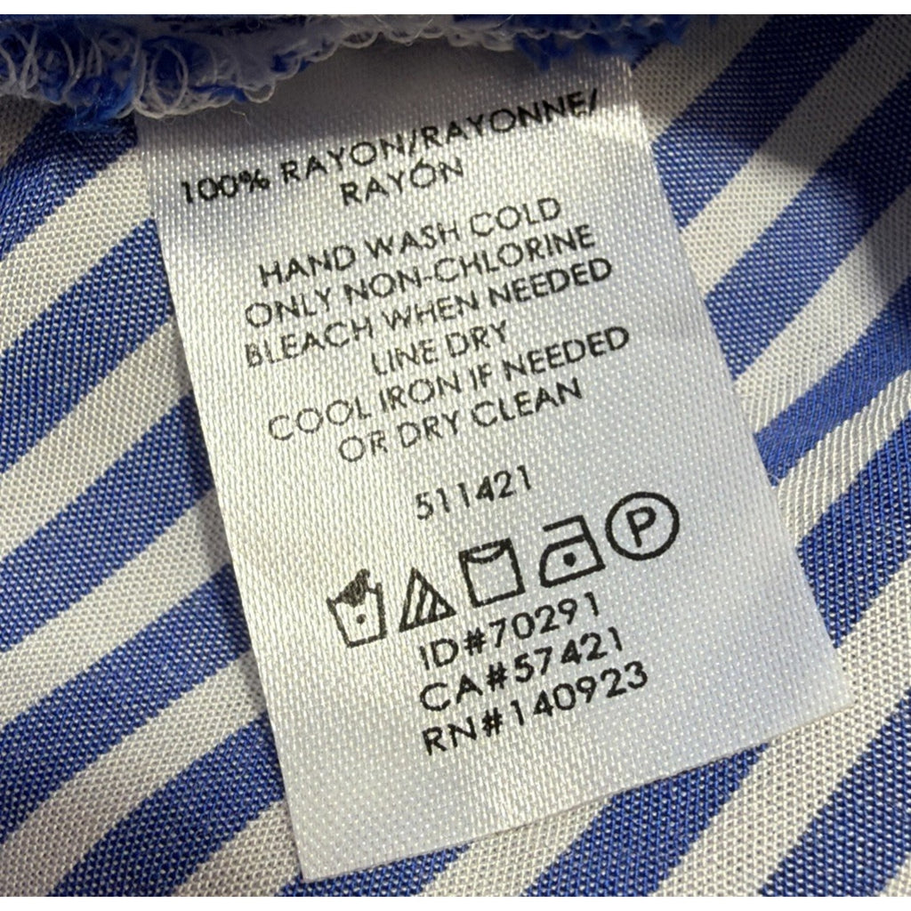 Ann Taylor LOFT Flutter Sleeve Button Front Dress Blue White Stripes Size 4 Pet