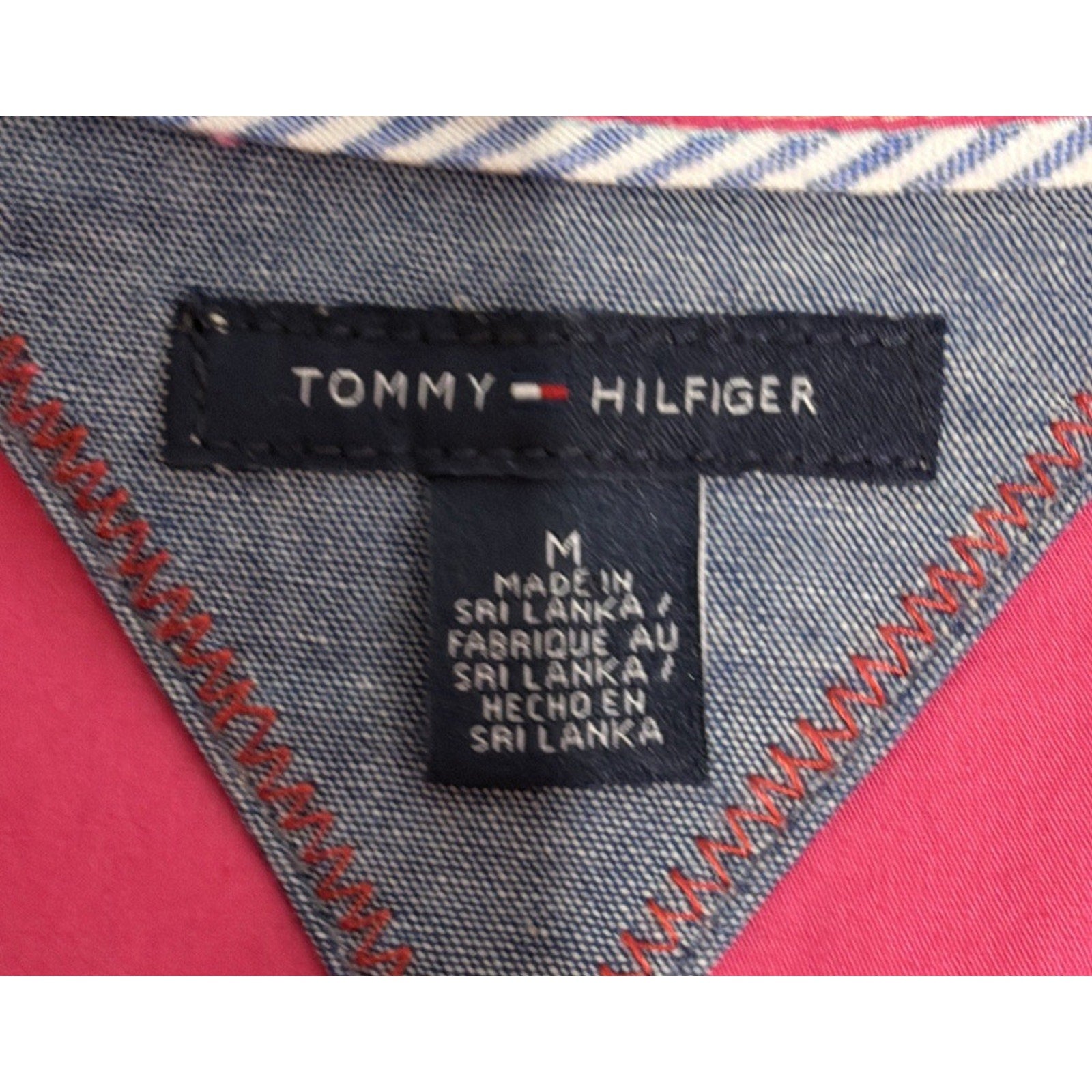Tommy Hilfiger Ladies Pink Medium Long Sleeve Tab Roll Up Shirt