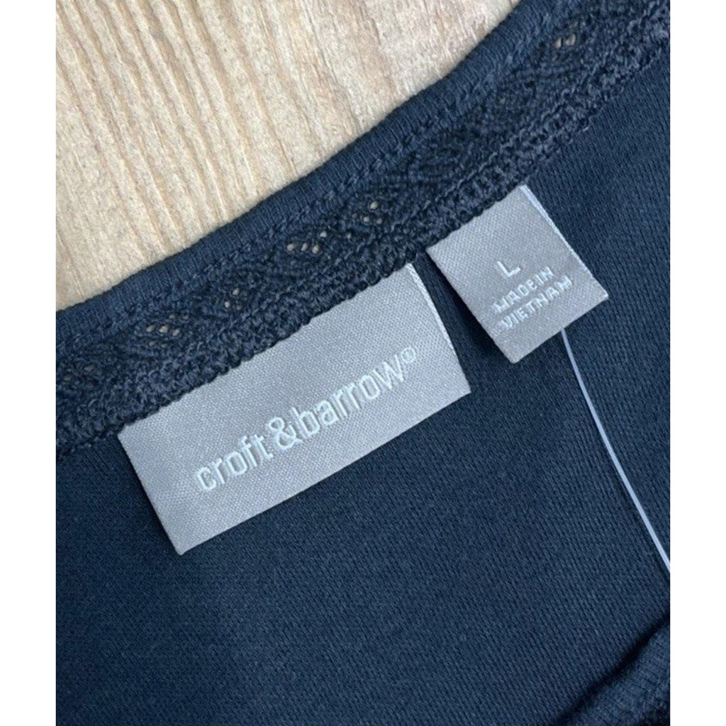 Women’s Black Size L Croft & Barrow Crochet Accent Stretch Sleeveless Tank Top