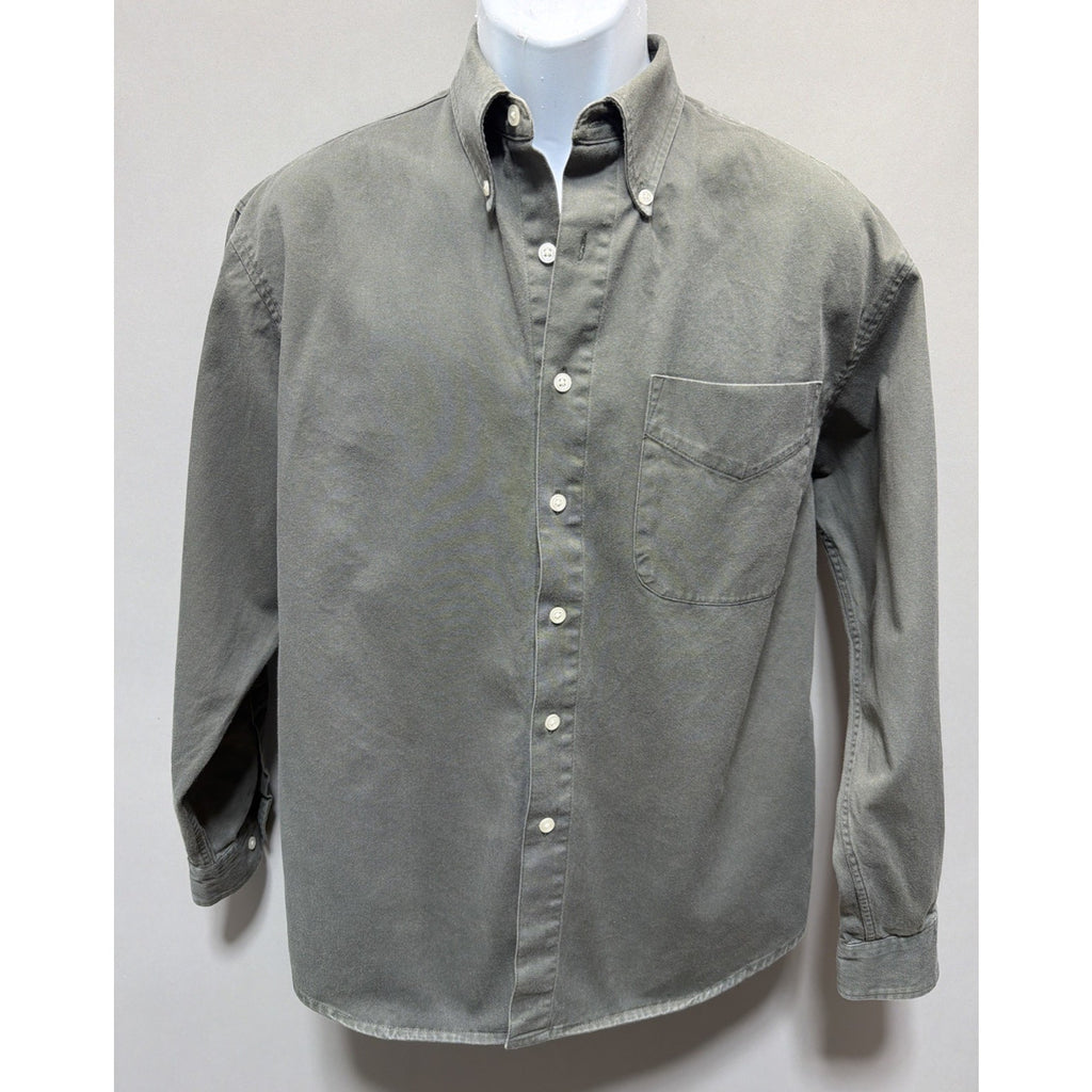 Gap Mens Size Medium Brown Chambray Shirt Long Sleeve Button Up Y2K Casual Prep