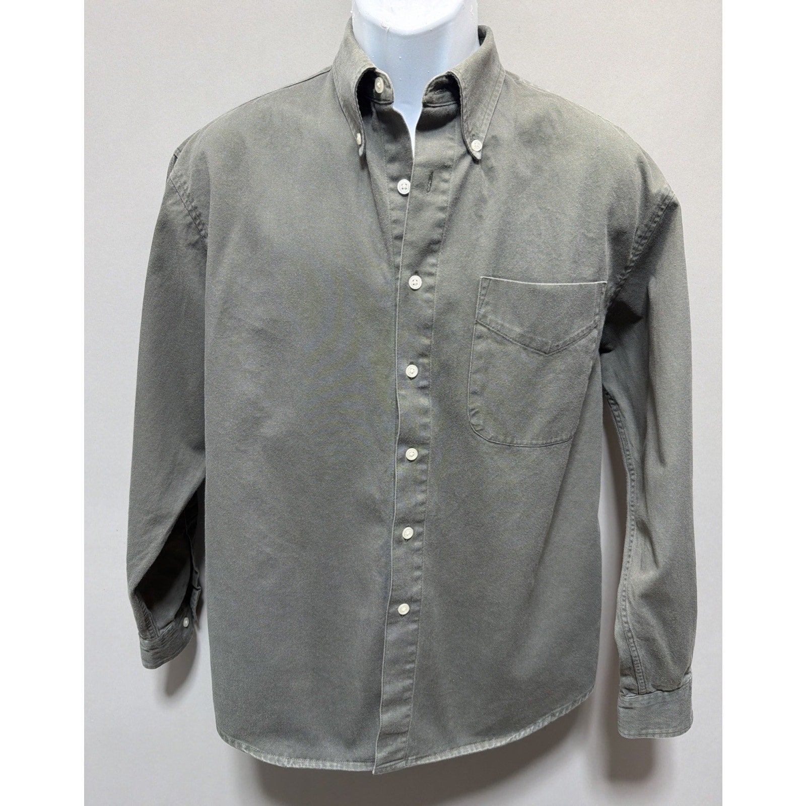 Gap Mens Size Medium Brown Chambray Shirt Long Sleeve Button Up Y2K Casual Prep