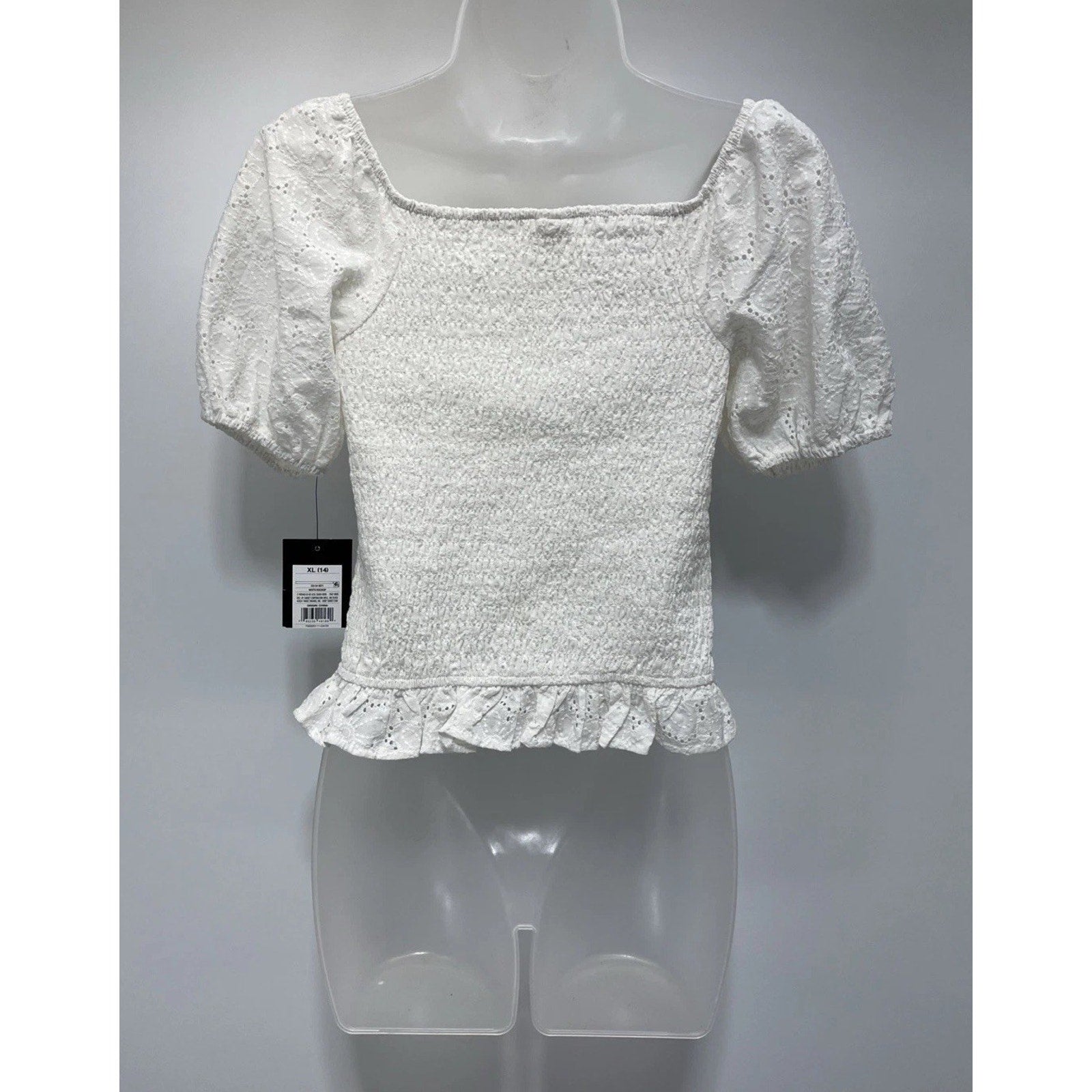 Art Class girls smocked white top floral Size XL NWT