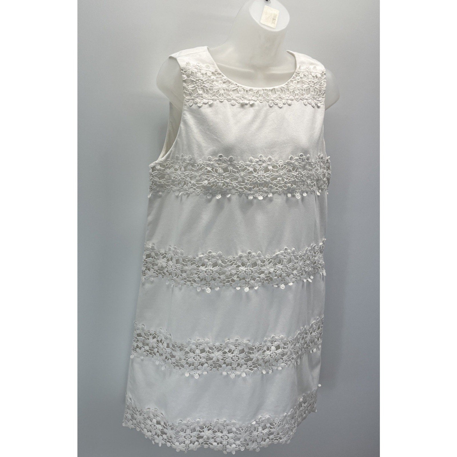 J. Crew Women’s White Embroid Lace Lined Dress Chiffon Trims Size 12